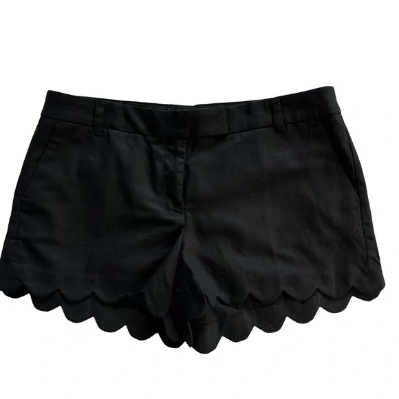 J Crew NWT Black Linen Blend Scalloped Hem 4” Inseam Shorts Women’s Size 14 - Picture 3 of 16